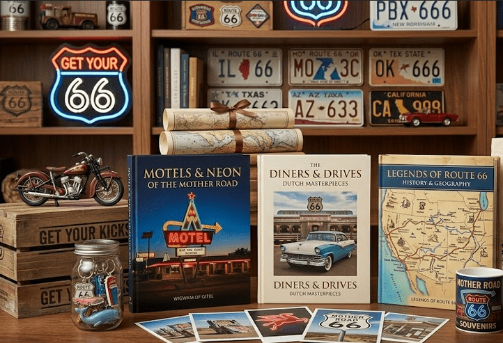 Tourist souvenir shop with local gifts, postcards, and keepsakes